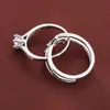Elegante conjunto de dos piezas de anillos huecos de corona incrustados con circonita, regalo de vacaciones, versátil y elegante, joyería de anillo para mujer de cobre puro