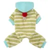 Ropa de Otoño e Invierno para Perros Mascotas Teddy y Yorkshire Terriers, Abrigo Rayado con Capucha a Prueba de Frío para Exteriores con Sombrero de 26 Bolas de Colores, Chaqueta de Forro Polar de Cuatro Patas