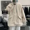 Casaco Falso Duas Peças Masculino Primavera e Outono Estilo Coreano Solto com Capuz Lã Casaco Ins Dark High Street Tendência Casaco