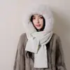 Conjunto de dos piezas de bufanda y gorro, gorro de felpa gruesa que protege las orejas, gorro de punto cálido y a prueba de viento, gorro de invierno adelgazante para mujer