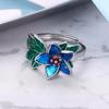 Anillo de Flor de Esmalte Cloisonné Fresco Pequeño para Mujer Estilo Pastoral Artesanía de Gota de Pegamento Plata Tailandesa Moda Creativo Anillo para Dedo Índice