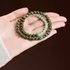 Pulsera de Madera Pulsera de Sándalo Verde Cinco Elementos Mitad Montaña Mitad Agua Femenina Jade Hetian Natural Sándalo Jade del Sur Estilo Chino Nuevo