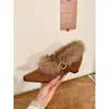 Ouni! Saltos Anabela com Acabamento em Pelo de Camurça Estilo Retrô Feminino Inverno Estilo Coreano Sapatos Peludos com Fivela