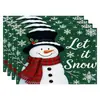 Amazon Manteles Navideños Muñeco de Nieve Árbol de Navidad Manteles Decoración de Mesa de Comedor Occidental Manteles Aislantes Fiesta Navideña