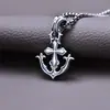 Colar Pingente Prata Esterlina S925 Masculino Zircônia Estrela Japonesa Cruz Âncora Personalidade Casal Estilo Punk Atacado