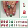 Nuevo Arte de Uñas Otoño e Invierno con Ambiente de Dulce de Copo de Nieve, Uñas Postizas Color-Blocking Brillantes y Versátiles, 24 Piezas