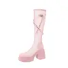 Botas largas de malla transpirable para mujer, nuevo modelo 2025, nicho, tachonadas, de tubo alto, para montar a caballo, adelgazantes, con suela gruesa, que aumentan la altura, botas frescas