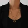 Colar Pingente Olho de Tigre Irregular Estilo Maillard Venda Quente Europeia e Americana Design Personalizado Galvanizado Colar Pingente Oval