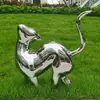 Escultura de Gatinho Espelhada em Aço Inoxidável para Exterior Simulação Abstrata Criativa Escultura de Gatinho da Sorte Ornamentos Fabricantes