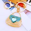 Coleção de Pingente de Coração Cravejado de Diamantes, Chaveiro de Carro, Pingente de Bolsa Feminina Metálico Fofo, Argola de Chaveiro, Presente Criativo