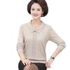 Suéter de punto diamante de moda con solapa para mujeres de mediana edad y mayores, talla grande, holgado, elegante para madre