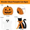 Transfronteiriço Novo Halloween Gato Preto Abóbora Fantasma Enfeites de Madeira Decorações de Feriado Montagem de Atmosfera de Festa Pequeno Suporte de Exibição