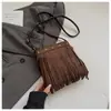 Bolsa Boho de Camurça com Franjas Estilo Étnico Versátil Nicho Nova Chegada 2026 Bolsa de Ombro Transversal Maillard