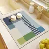 Alfombrilla de Drenaje para Cocina Cuadros Coloridos Retro de Barro Diatomeas Absorbente de Agua Secado Rápido Antideslizante Alfombrilla para Mesa Secado de Vajilla Tazones y Platos
