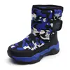 Botas de neve infantis para crianças grandes 24 Botas de inverno com forro de lã grossa de algodão resistente para meninas Sapatos antiderrapantes à prova d'água para áreas externas para meninos