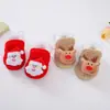 Novos Sapatos de Bebê de Natal Desenho Animado 2023 Outono e Inverno Plus Veludo Quente Sapatos de Algodão 0-1 Ano de Idade Sapatos de Criança Pequena com Solado Macio 3-5-9 Meses