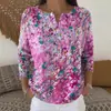 Sudadera con Botones y Cuello en V de Nuevo Estilo Transfronteriza de Manga Larga Otoño e Invierno con Estampado Moda Personalizada Chaqueta Suéter Casual para Mujer