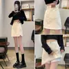 Falda de Mezclilla Azul Claro con Abertura para Mujer Verano Delgada de Cintura Alta Aspecto Adelgazante Pantalón Falda Anti-Exposición Falda Línea A que Cubre la Cadera