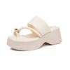 Pantuflas de Suela Gruesa para Mujer, Uso Exterior de Verano, Sandalias de Tacón Alto de Nuevo Estilo de Gama Alta, Chanclas de Playa Antideslizantes de Moda que Aumentan la Altura