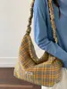 Bolso cruzado de gran capacidad informal y relajado estilo coreano para mujer, nuevo bolso de lona a cuadros 2026, bolso de hombro y cruzado simple
