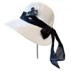 Sombrero de Pescador con Lazo de Seda Arrugada Estilo Japonés Sombrero de Paja para el Sol de Verano Sombrero de Cuenca Simple Cola de Milano Sombrero de Sol