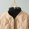 Chaqueta de Algodón Retro Acolchada Cálida de Invierno de Manga Larga para Mujer 2026 Nueva Chaqueta de Algodón Acolchada de Diamantes Color Sólido Abrigo Corto