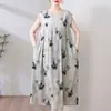 Vestido de Algodón y Seda de Moda para Mamá Verano Nuevo Estilo Holgado Adelgazante Tallas Grandes Falda Acampanada Elegante Vestido Largo para Mujeres de Mediana Edad y Mayores