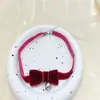 Collar de Terciopelo Multicolor Coreano con Lazo Personalizado para Mujer, Collar Lindo de Corazón Girly, Campana de Navidad