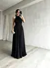 2026 Vestido largo de noche elegante de alta gama transfronterizo europeo y americano sin mangas con pliegues y cintura ceñida para banquetes