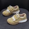Sapatos Femininos Huajiang Dexun 2026 Outono Novo Estilo Pele de Porco Sola Grossa Casual Moda Esporte Versátil Externo Sola Macia Sapatos Femininos