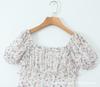 Europeo y Americano 2024 primavera nuevo adelgazante moda combinable cuello cuadrado francés vestido floral de manga corta