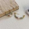 Pendientes de Piedra Shoushan y Perla de Agua Dulce para Mujer Estilo Coreano Nuevo Pendiente Pendientes Diseño Nicho Pendientes de Moda Simple