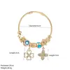 Pulsera Hemingway Jewelry Panjia Dora de Acero Inoxidable Dorado con Colgante de Trébol de Cuatro Hojas con Perlas Dulces y Elegantes
