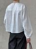 Camisa de Gola Redonda de Alta Qualidade Ns para Mulheres Outono Novo Estilo Francês Solta e Versátil Blusa de Manga Lanterna 8507