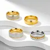 Anillos de Acero de Titanio Europeos y Americanos Incrustados con Diamantes de Amazon, Anillos de Moda Sencillos para Pareja, Joyería, Accesorios de Acero Inoxidable Más Vendidos
