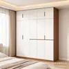 Guarda-roupa de bloco de cores com puxador oculto, porta simples de abrir para o lado, grande capacidade, armário de armazenamento para quarto, prateleiras de exibição lateral, armário combinado