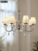 Candelabro de cristal de lujo ligero estilo francés, iluminación vintage color crema para sala de estar y comedor, lámpara de hierro creativa estilo americano para dormitorio principal