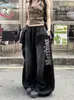 Calça de moletom feminina estilo retrô americano, novo modelo da primavera de 2026, caimento solto, modeladora, calça de moletom casual com efeito de caimento, calça cargo de perna larga, moderna