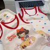 [Personalizado] Colete Infantil Bebê Algodão Puro Top Meninos e Meninas Primavera e Verão Roupa de Casa Desenho Animado Sem Mangas Pijama Caixinha