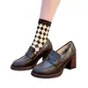 Mocasines de piel de vaca estilo británico para mujer, punta redonda, tacón grueso, nuevos 2026, suela gruesa, zapatos pequeños de cuero, sin cordones, tacón alto, zapatos de tacón único