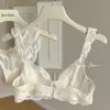 Conjunto de Lencería Pura Pasión Estilo Francés para Mujer, Busto Pequeño, Con Relleno, Sexy, Fino, Anticaída, Suave, Conjunto de Sujetador de Encaje con Aros