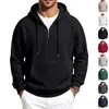 Sudadera nueva para hombre de importación, versátil jersey de punto gofrado con media cremallera, sudadera con capucha de manga larga de corte holgado para otoño e invierno