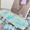 Tiktok nuevo Mabe gradiente soporte de flores de seis pétalos simulación de hojas de árbol flor DIY decorativo accesorios de joyería hechos a mano