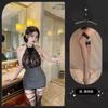 Lencería Sexy Deseo Puro Chica Caliente Brillante Sexy Halter Uniforme de Club Nocturno Tentación Brillante Hermana Real Secretaria Falda de Cadera