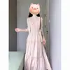 Vestido de tirantes floral patchwork rosa flor de cerezo estilo francés sin mangas estilo vacacional dulce que reduce la edad falda larga línea A para mujer verano