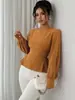 Camisa de Manga Longa Europeia e Americana de Moda Europeia e Americana com Ajuste na Cintura 2026 Nova Estação Independente da Amazon Exportação Camisa Pulôver Roupa Feminina