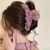 Pinza Pinza de Pelo de Malla Súper Hada con Lazo para Mujeres 2025 Nuevo Flor Rosa Pin de Tiburón en la Parte Posterior de la Cabeza con Tocado para Volumen de Cabello Grande