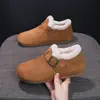 Sapatos femininos estilo Birkenstock retrô de algodão com aumento interno de 3 cm de altura, novo estilo outono/inverno, apresentando forro de pelúcia para aquecimento e conforto, adequados para uso externo