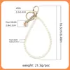 Llavero de Conejo de Perlas Estilo Coreano para Coche Creativo Lanyard DIY para Teléfono Colgante de Encanto para Teléfono con Cuentas Funda Protectora Colgante