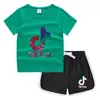 Camiseta de cuello redondo para niños, pantalones cortos, camiseta informal coreana, conjunto de camiseta interior absorbente de sudor, de caramelo, de verano 2023
